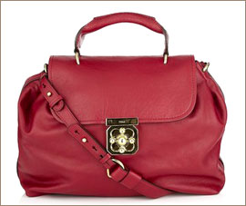 Объёмная сумка с короткой ручкой, бордовый цвет