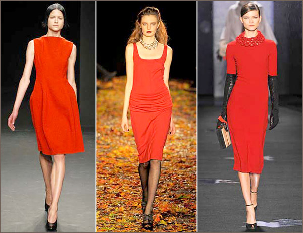 Красное платье, классический силуэт