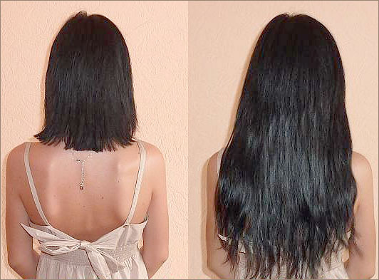 Наращивание волос. Фотографии до и после.