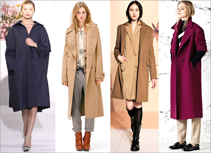 Силуэт, длина модного пальто, осень 2012