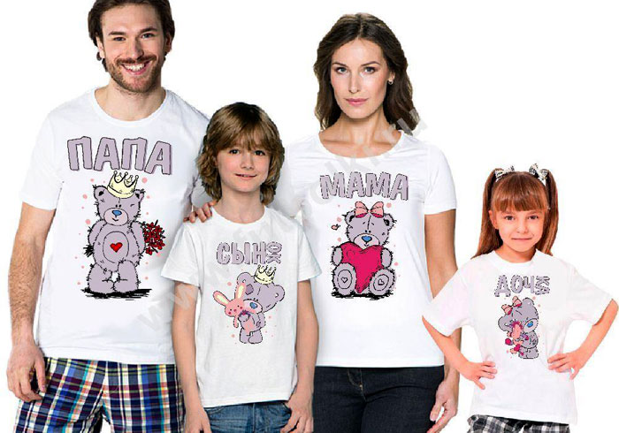 Семейные футболки с мишками Тедди