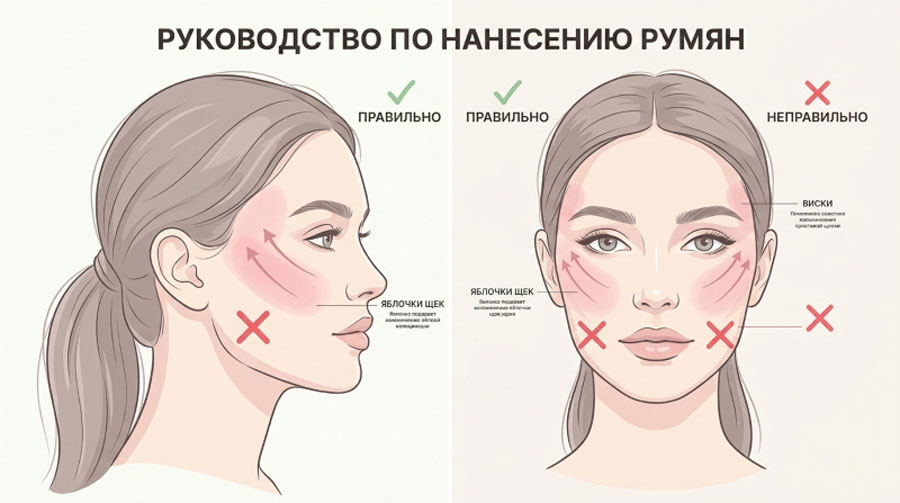 Руководство по нанесению румян: правильные и неправильные зоны для макияжа после 40