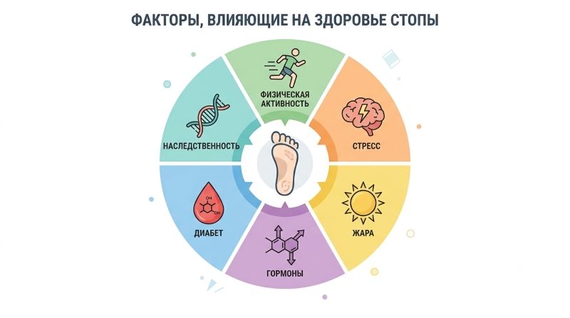 Диаграмма: факторы, влияющие на здоровье стоп