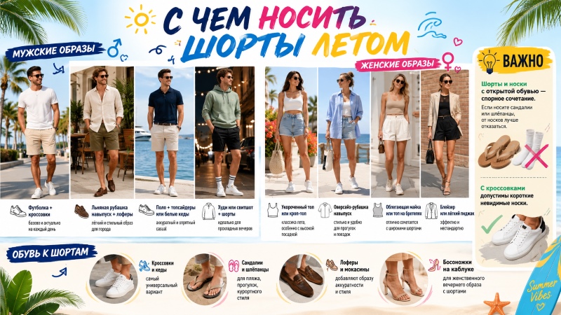 С чем носить шорты летом: мужские и женские образы, стильные сочетания