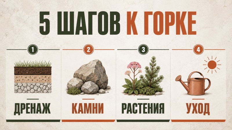 5 шагов создания альпийской горки: дренаж, камни, растения, уход