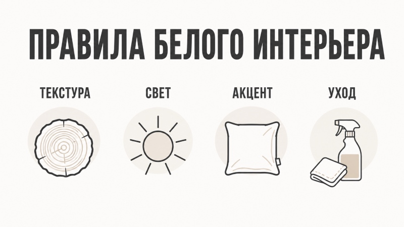 Правила белого интерьера: текстура, свет, акцент, уход