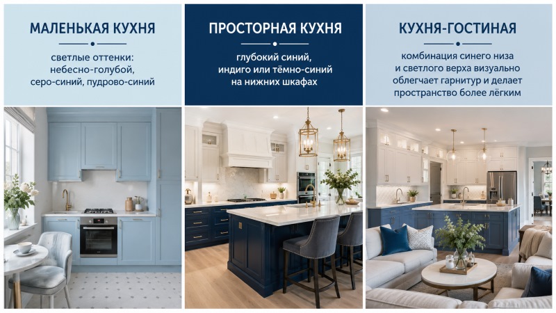 Синие кухни: классика, авангард и сочетание стилей
