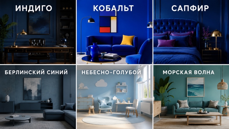Оттенки синего: от индиго до небесно-голубого