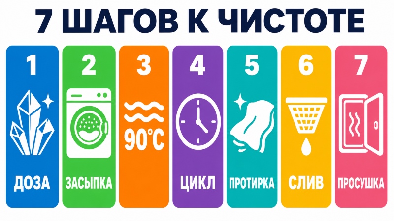 7 шагов к чистоте стиральной машины: доза, засыпка, цикл, просушка