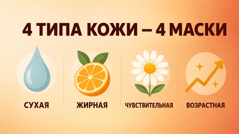4 типа кожи и подходящие маски: сухая, жирная, чувствительная, возрастная