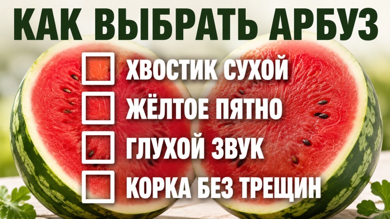 Инфографика: как выбрать спелый арбуз по 4 признакам для максимальной пользы