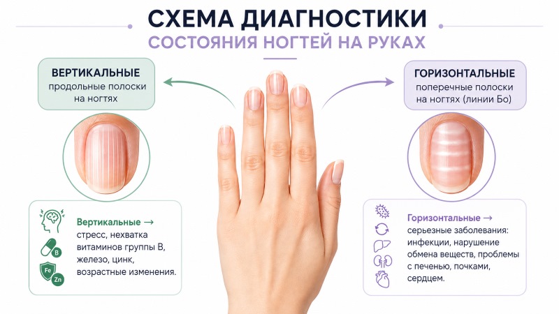 Схема диагностики ребристых ногтей вертикальные и горизонтальные полосы