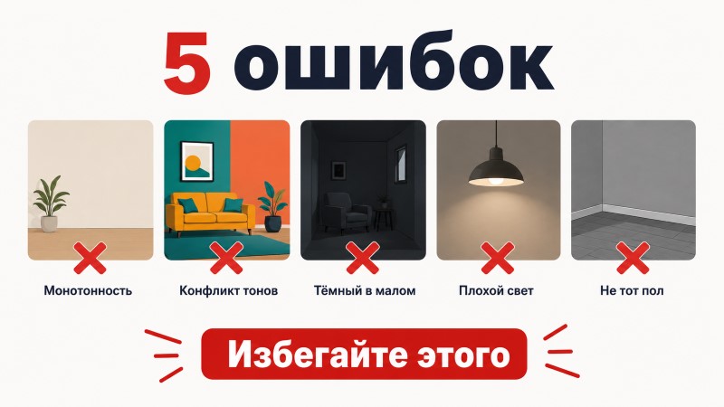 Чего избегать в дизайне интерьера: основные ошибки