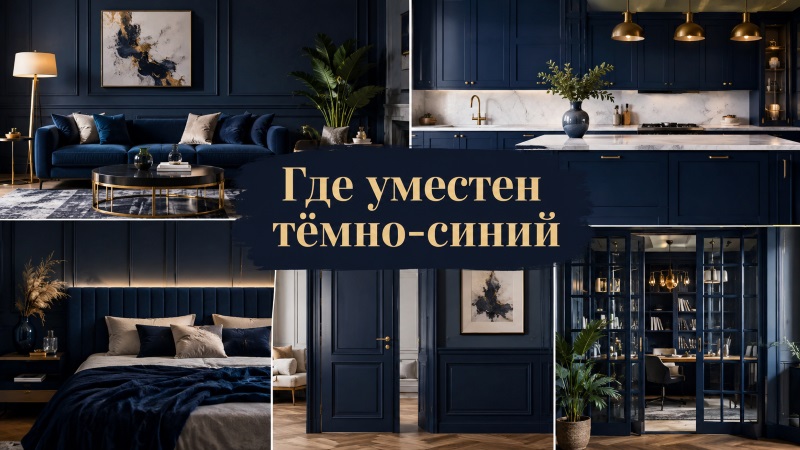 Тёмно-синий цвет в интерьере