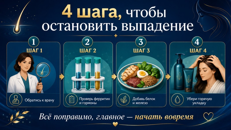 4 шага, чтобы остановить выпадение волос