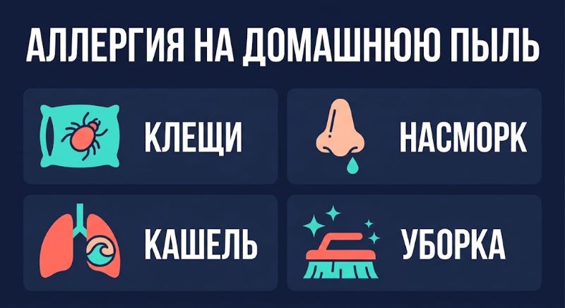 Симптомы аллергии на пыль: клещи, насморк, кашель, уборка