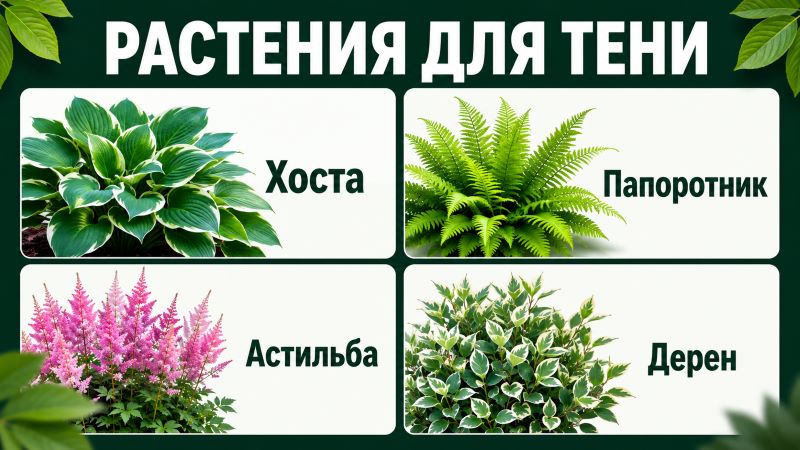 Растения для тени: хоста, папоротник, астильба и дерен