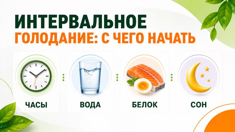 Интервальное голодание: с чего начать — часы, вода, белок, сон