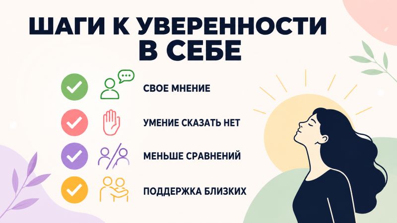 Шаги к уверенности в себе: свое мнение, умение сказать нет, меньше сравнений, поддержка близких