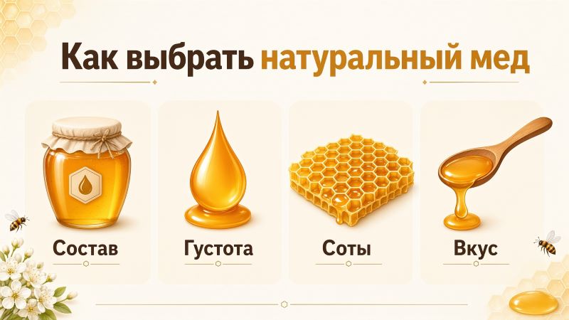 Инфографика: как выбрать натуральный мед по составу, густоте, сотам и вкусу
