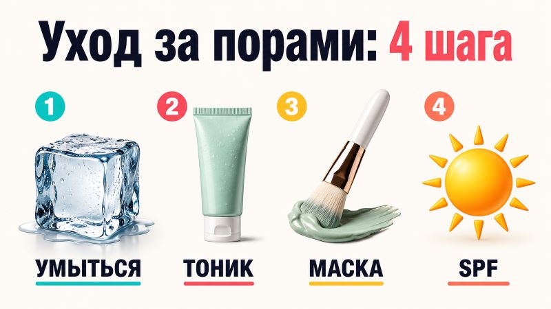 4 шага ухода за порами: умыться, тоник, маска, SPF