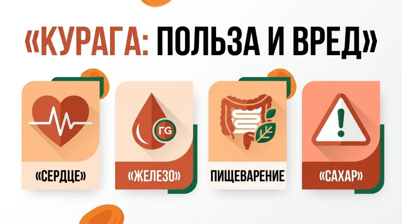 Инфографика: курага польза и вред для сердца, желудка, пищеварения и сахара