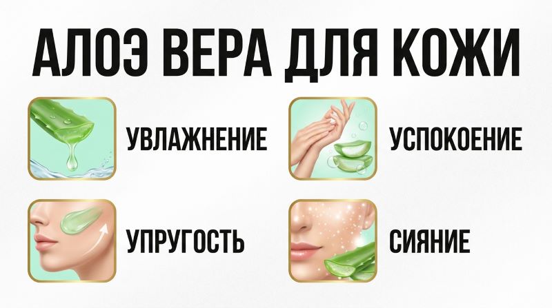 Инфографика: 4 полезных свойства алоэ вера для кожи