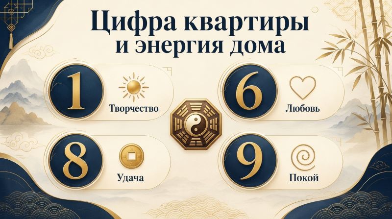 Цифры квартиры и энергия дома по фен-шуй: 1, 6, 8, 9