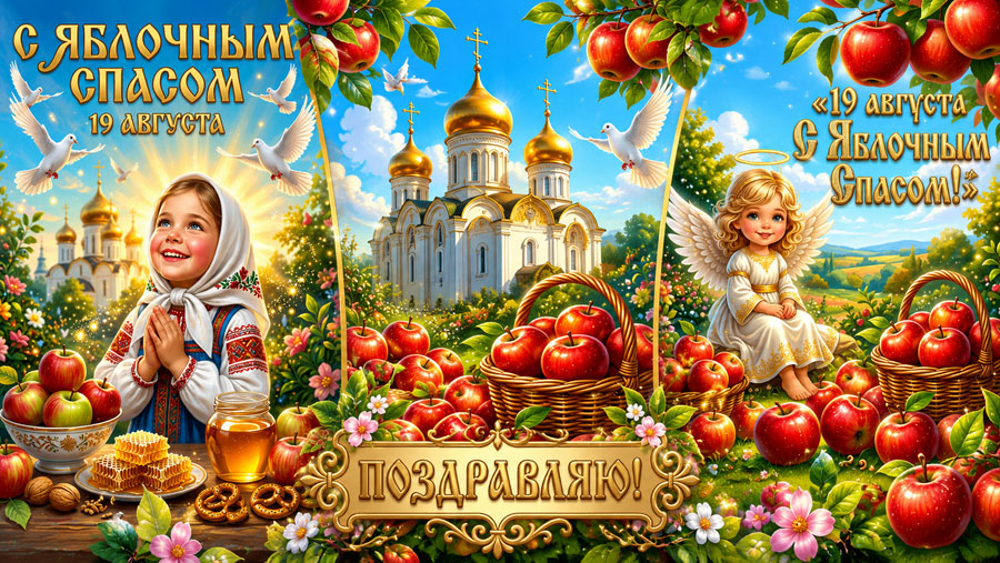 Открытки с Яблочным Спасом, картинки красивые
