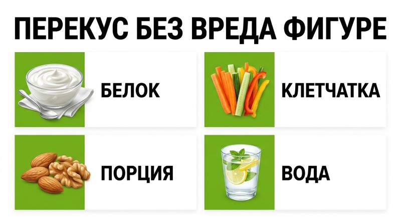 Правила полезного перекуса для похудения: белок, клетчатка, порция, вода