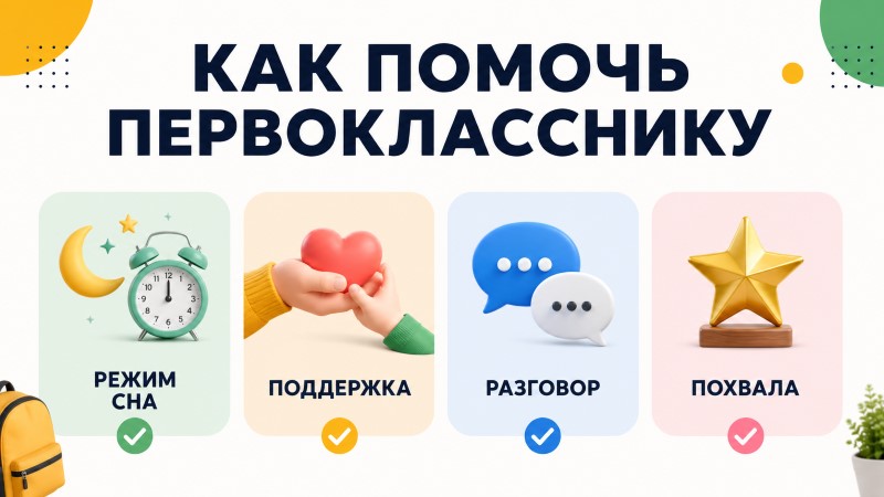 Советы для первоклассников: режим, поддержка, разговор, похвала