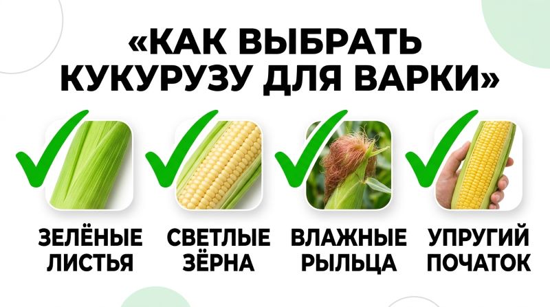 Инфографика: как выбрать свежую кукурузу для варки по 4 признакам