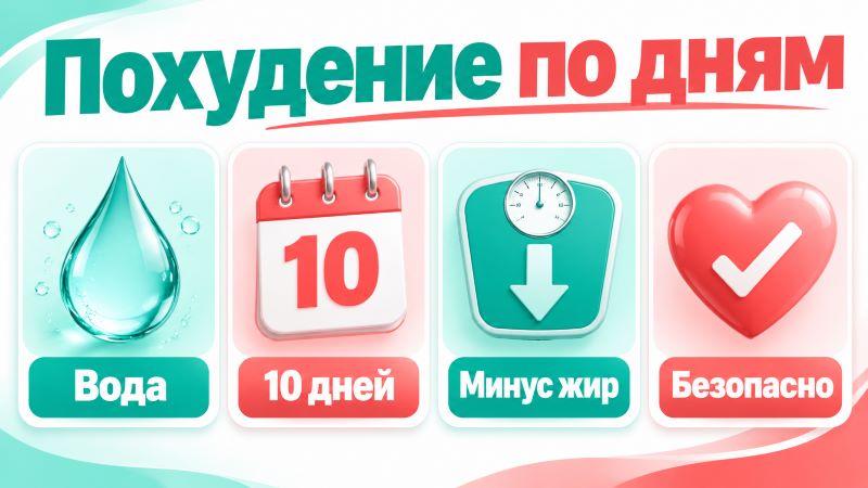 Похудение по дням: вода, 10 дней, минус жир, безопасно