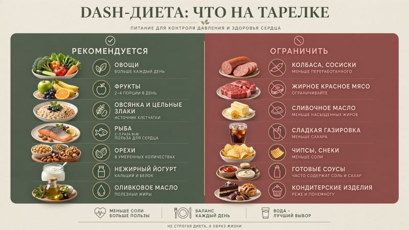 DASH-диета: что на тарелке — рекомендованные и ограниченные продукты