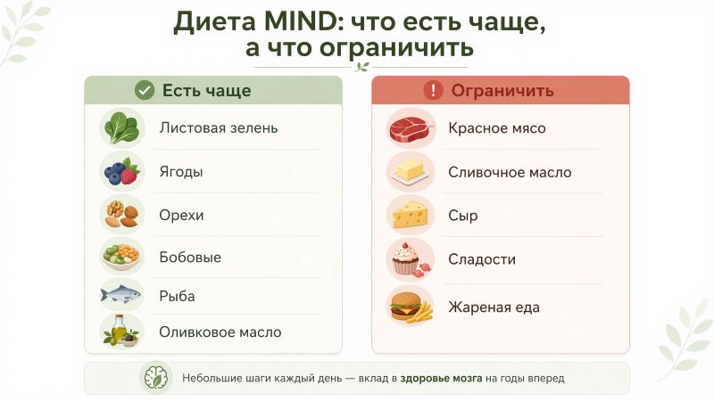 Диета MIND: список разрешенных и запрещенных продуктов