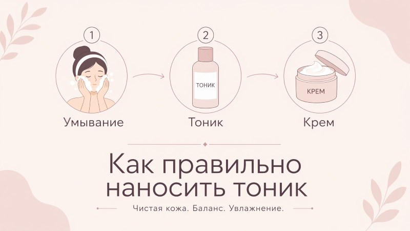Схема: как правильно наносить тоник для лица в 3 шага