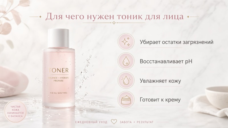 Инфографика: для чего нужен тоник для лица, его основные функции