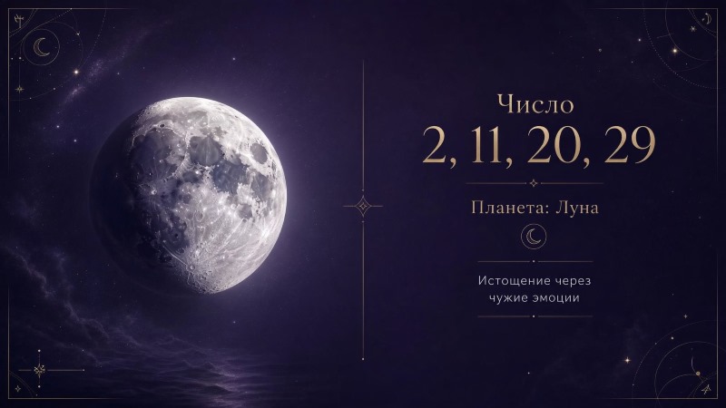 Число 2, 11, 20, 29: Луна и истощение через чужие эмоции