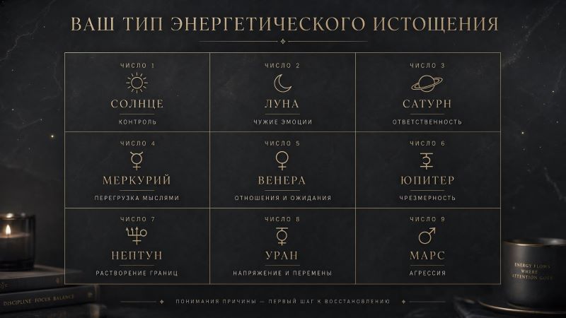 Типы энергетического истощения по дате рождения: числа 1-9