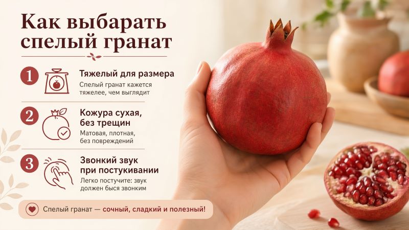 Инфографика: как выбрать спелый гранат — 3 главных правила выбора