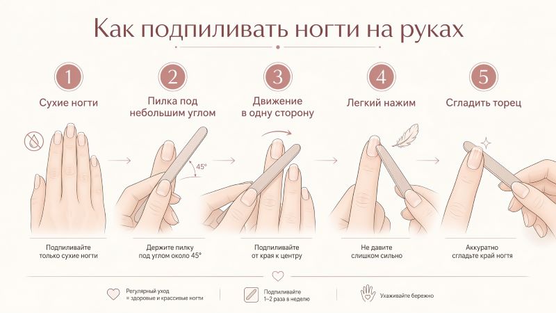 Как подпиливать ногти на руках: пошаговая инструкция из 5 шагов