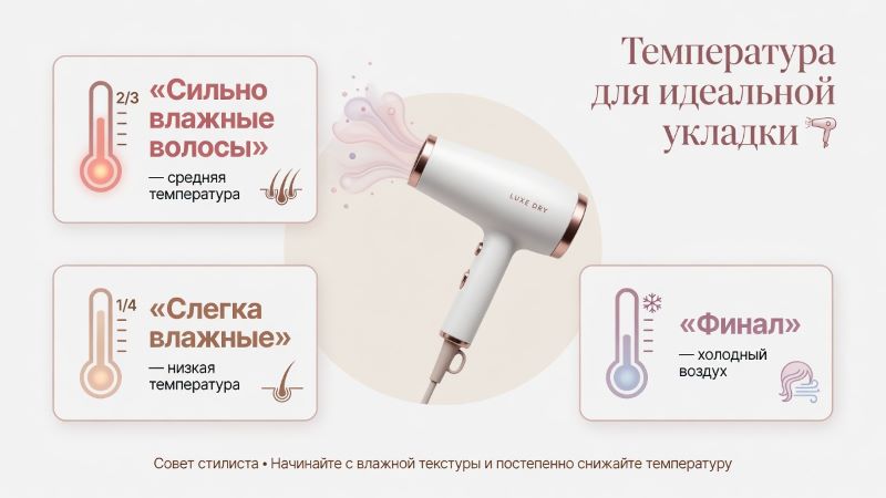 Температура фена для влажных и сухих волос