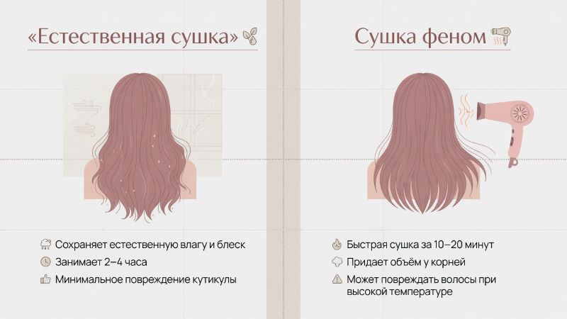Естественная сушка волос или сушка феном: сравнение