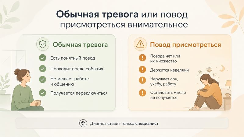 Сравнение обычной тревоги и тревожного расстройства