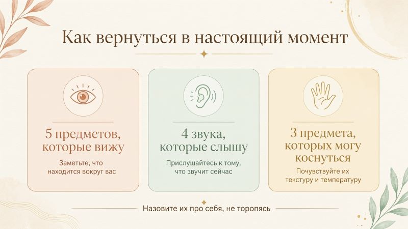 Техника заземления 5-4-3 для возвращения в настоящий момент