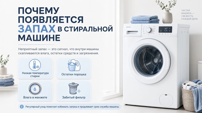 Причины появления запаха в стиральной машине: инфографика