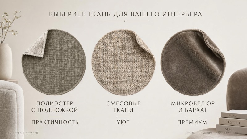 Сравнение тканей для штор блэкаут: полиэстер, джут и велюр