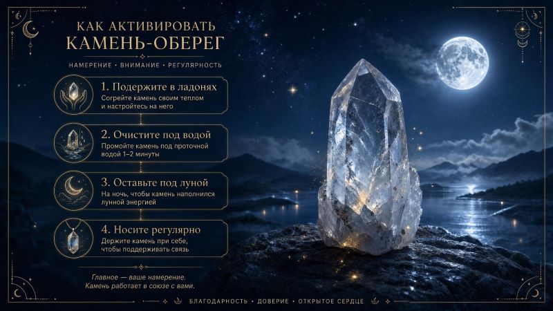 Пошаговая инструкция: как активировать камень-оберег под луной, водой и теплом рук