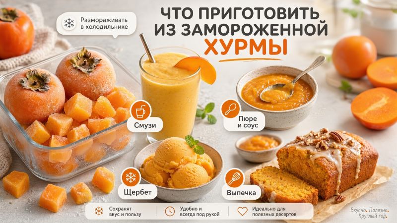 Что приготовить из замороженной хурмы: смузи, щербет, выпечка