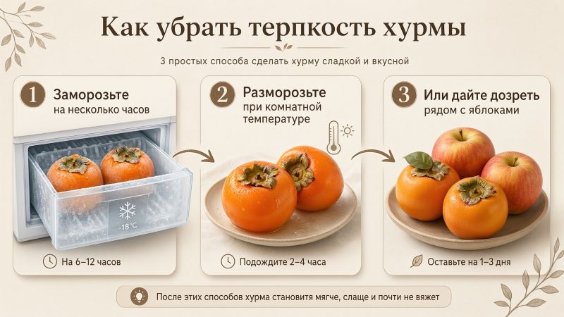 Как убрать терпкость хурмы: 3 простых способа